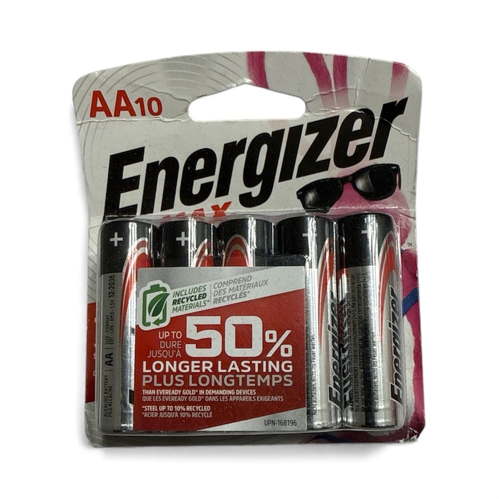 Energizer AA10 Silver and Black Batteries New 10 pack